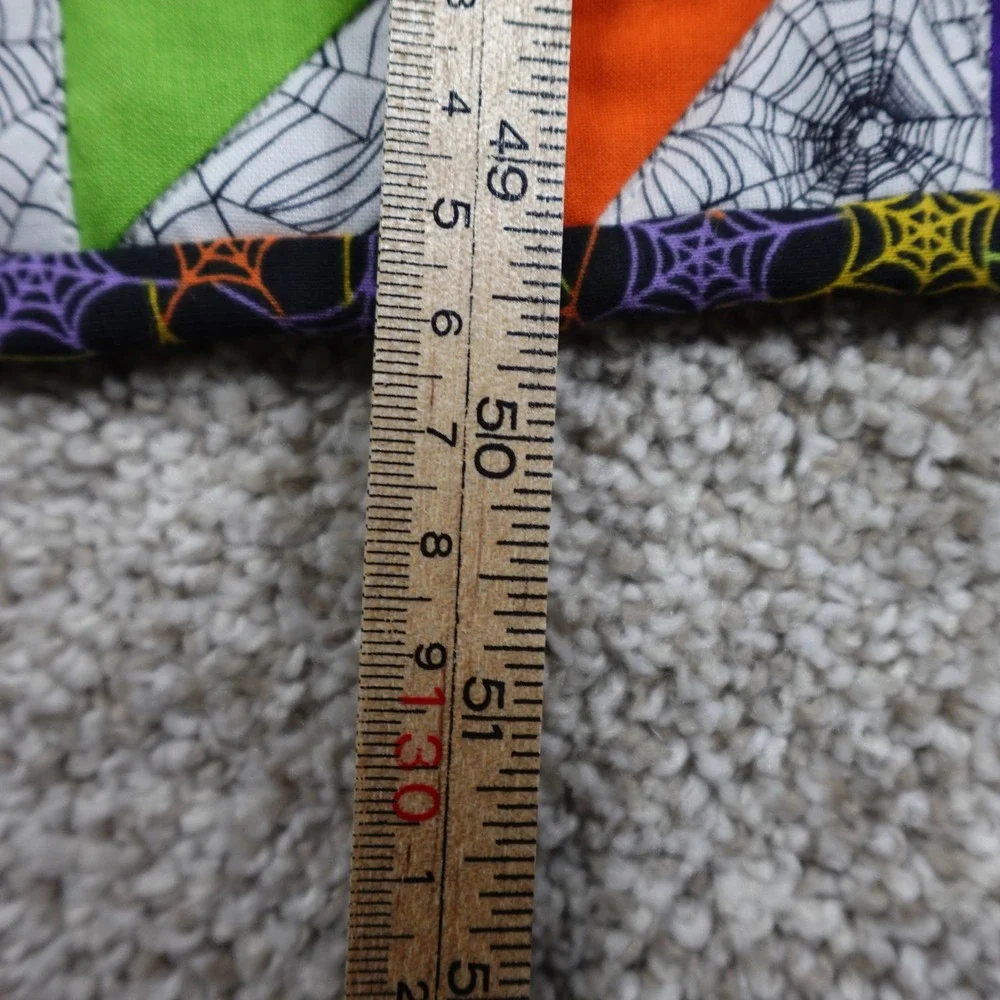 Handmade Halloween‎ Quilted Table Runner Spiderweb Patchwork Orange Green 51x13